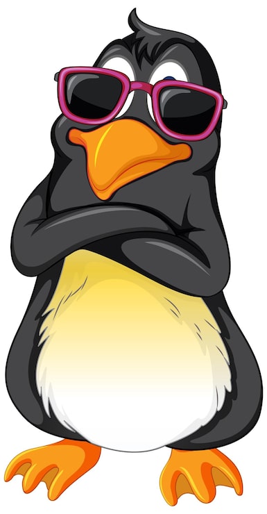 Kostenlose Vektor niedliche pinguin-cartoon-figur mit sonnenbrille