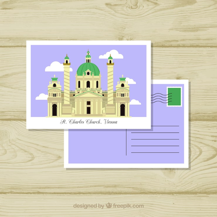 Kostenlose Vektor schöne postkarte von einer reise