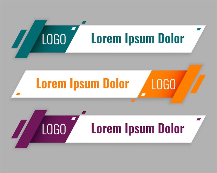 Kostenlose Vektor set aus modernem bannerdesign im unteren drittel