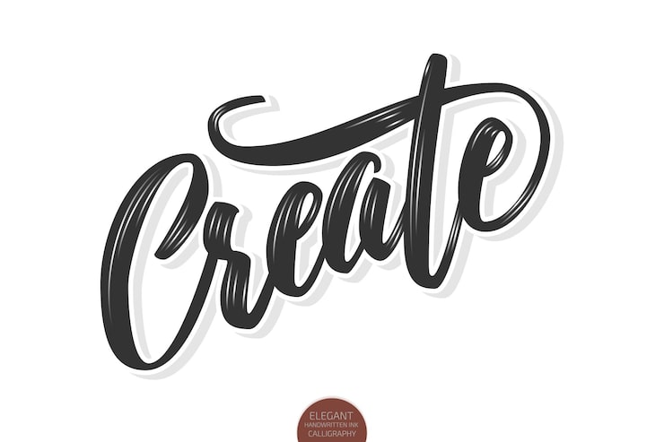 Kostenlose Vektor volumetrische phrase erstellen. handgezeichnete motivationskarte mit moderner pinselkalligraphie.
