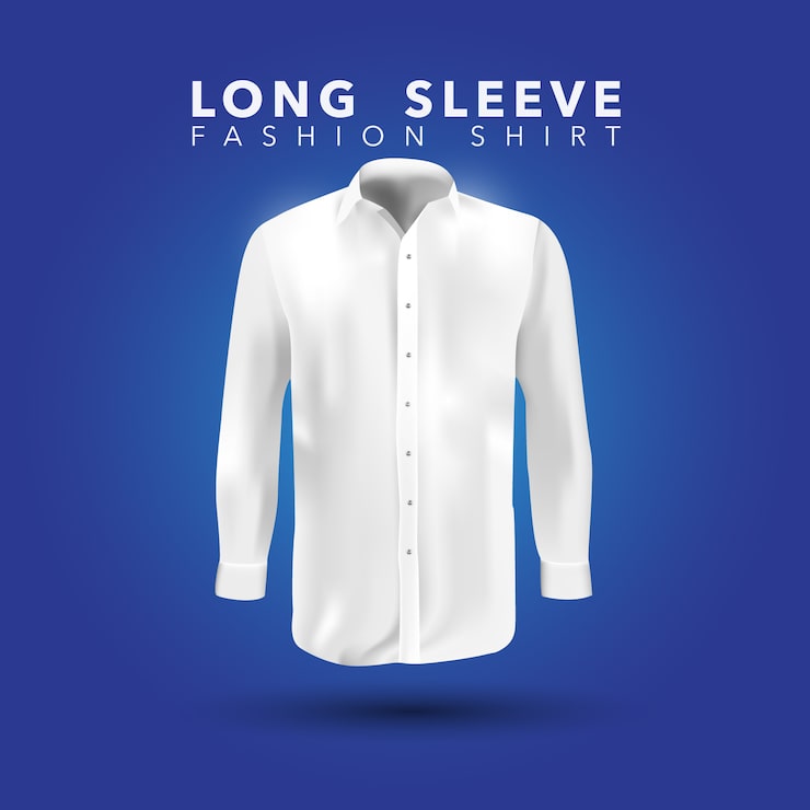 Kostenlose Vektor weißes langarmshirt auf blauem hintergrund