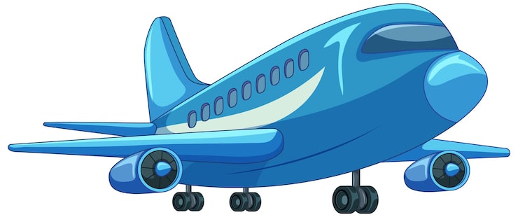 Kostenlose Vektor zeichentrickfilm-jet-flugzeug im flug