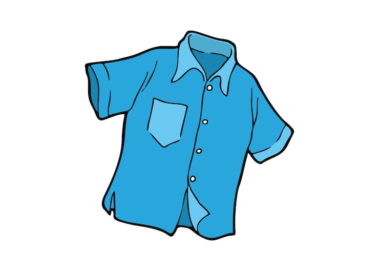 Vektor blaue kurzärmelige kragenhemd-illustration