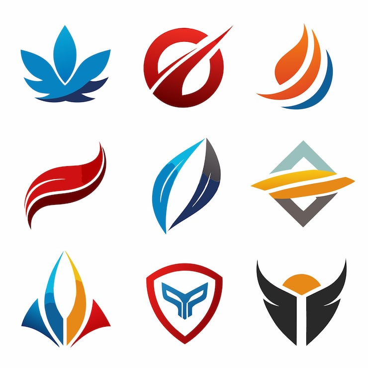 Vektor eine sammlung von logos, darunter ein schild, ein symbol und ein schild