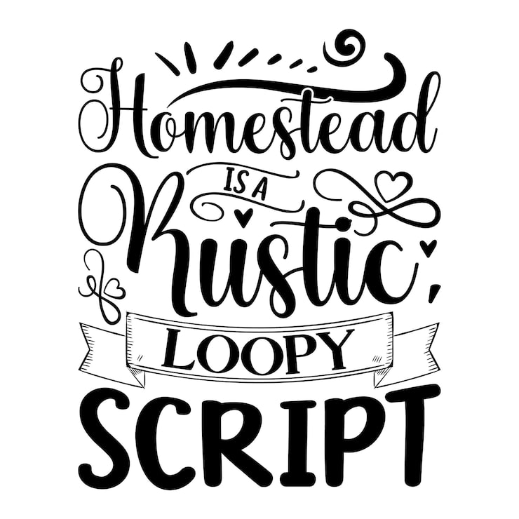 Vektor homestead ist ein rustikales, durchgeknalltes skript schriftzugdesign für grußbanner mauspads drucke c