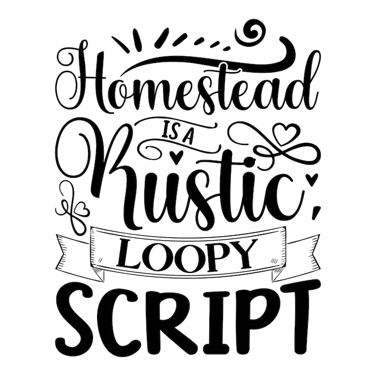 Vektor homestead ist ein rustikales loop-schriftzug-design für grußbanner, mauspads, druckkarten