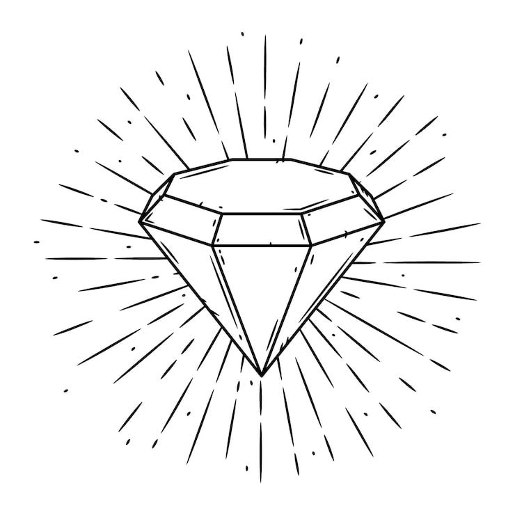 Vektor illustration mit einem diamanten und divergierenden strahlen auf tafel.