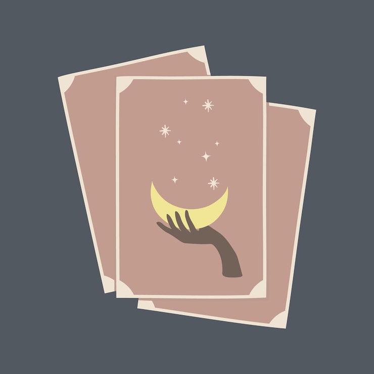 Vektor mystische tarotkarten mit mond- und sternbildern