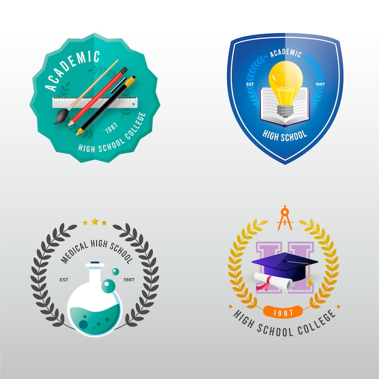 Zdarma Vektor logo střední školy s gradientem
