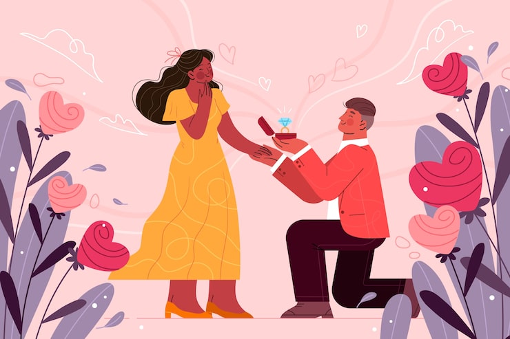 Zdarma Vektor plochá ilustrace dne žádostí o ruku