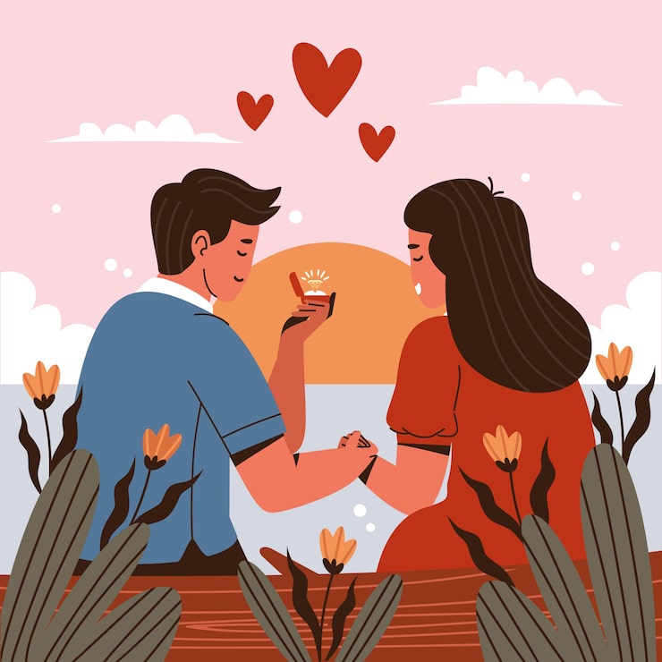Zdarma Vektor plochá ilustrace dne žádostí o ruku