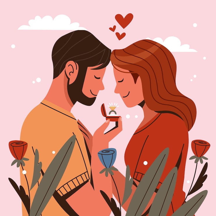 Zdarma Vektor plochá ilustrace dne žádostí o ruku