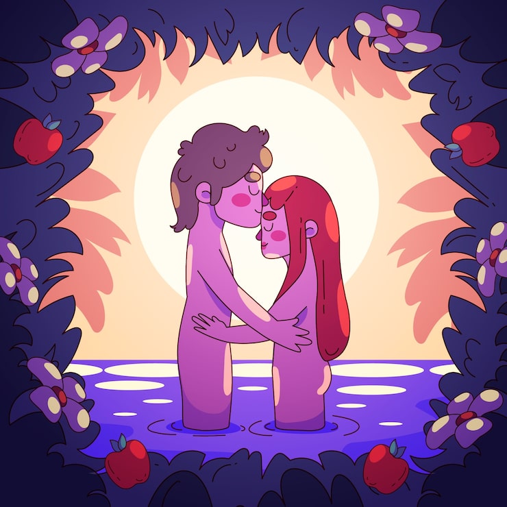 Zdarma Vektor ručně kreslená ilustrace adama a evy