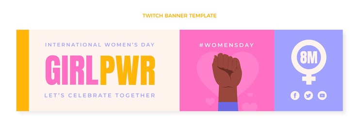 Vetor grátis banner de contração do dia internacional da mulher plana