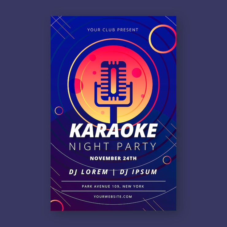 Vetor grátis cartaz de karaokê para estilo abstrato de música