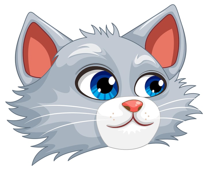 Vetor grátis cartoon de cabeça de gato bonito isolado