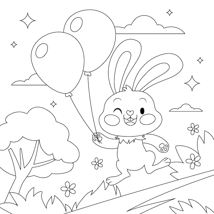 Vetor grátis coelho desenhado à mão ilustração de livro para colorir