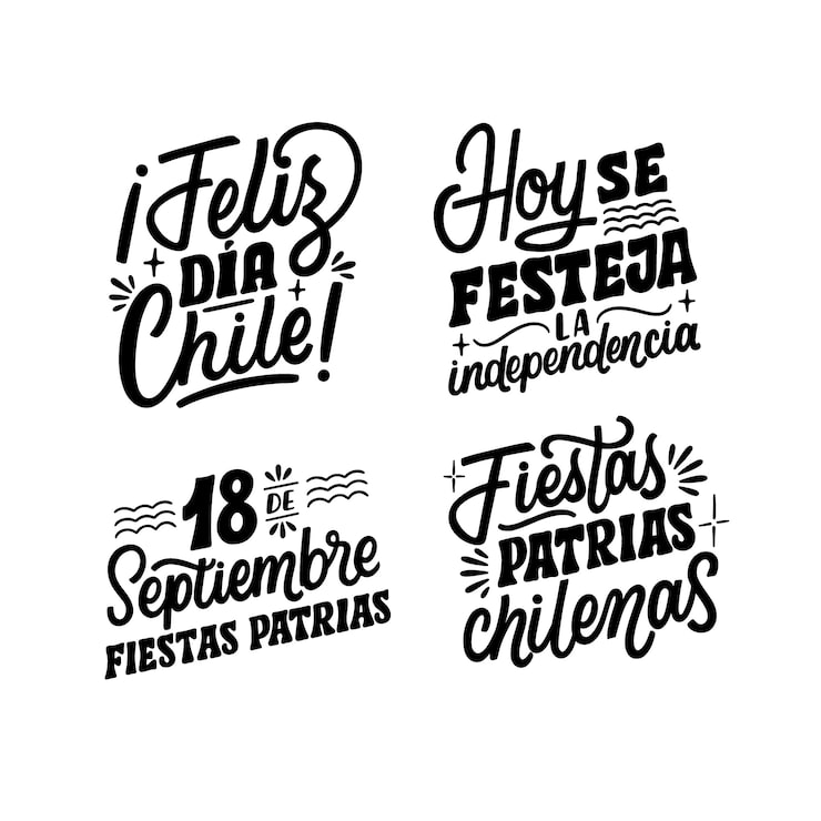 Vetor grátis coleção de adesivos de chile de festas patrias de letras