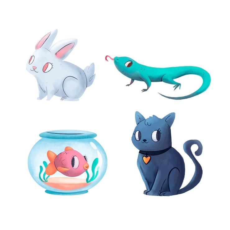 Vetor grátis coleção de ilustração de diferentes animais de estimação