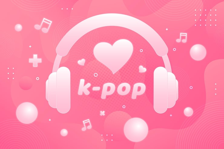 Vetor grátis conceito de música k-pop com fones de ouvido