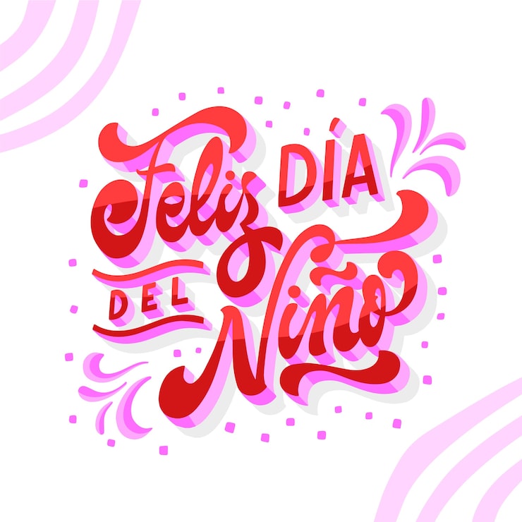 Vetor grátis dia das crianças plana em letras espanholas