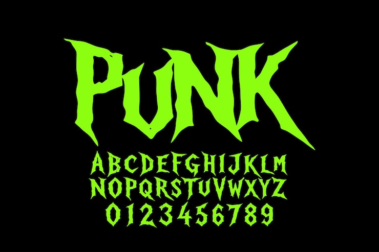 Vetor grátis estilo de alfabeto punk e rock