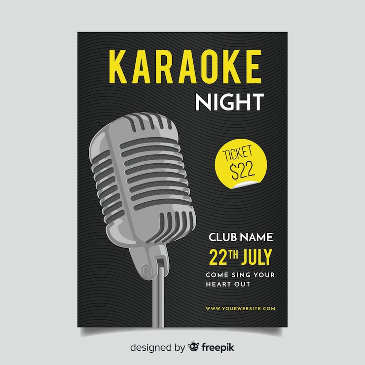 Vetor grátis estilo plano de modelo de cartaz de karaoke
