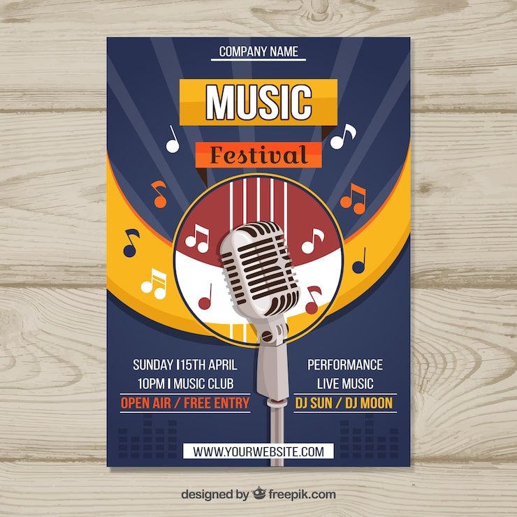 Vetor grátis folheto do festival de música em estilo simples
