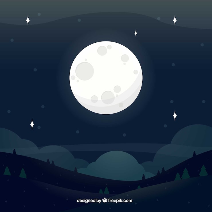 Vetor grátis fundo de paisagem com lua cheia