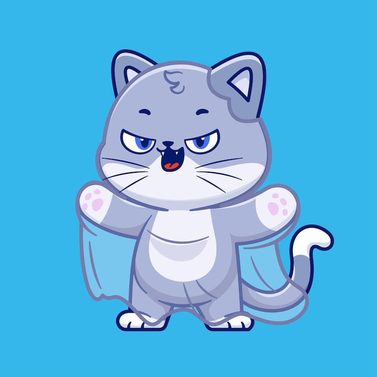 Vetor grátis gatinho fantasma bonito em pé ícone vetorial de desenho animado ilustração ícone de férias de animais vector plano isolado