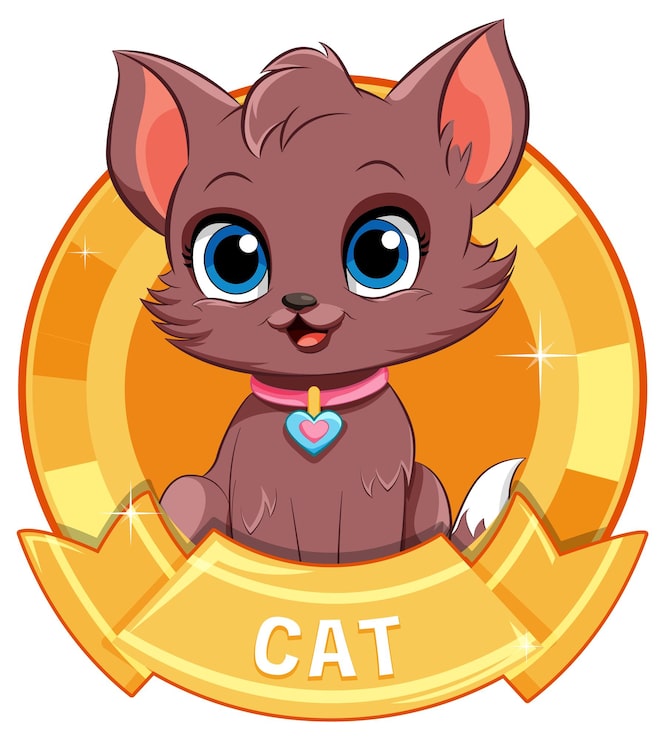 Vetor grátis gato de desenho animado com distintivo dourado