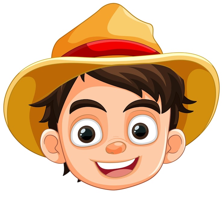Vetor grátis happy smiley boy em farmer cowboy hat