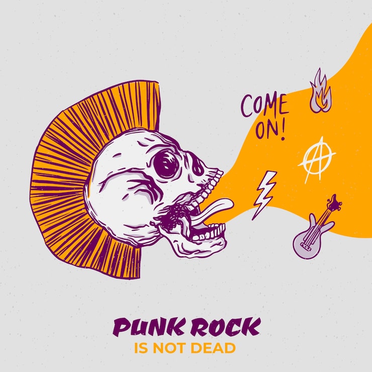 Vetor grátis ilustração de punk rock desenhada à mão