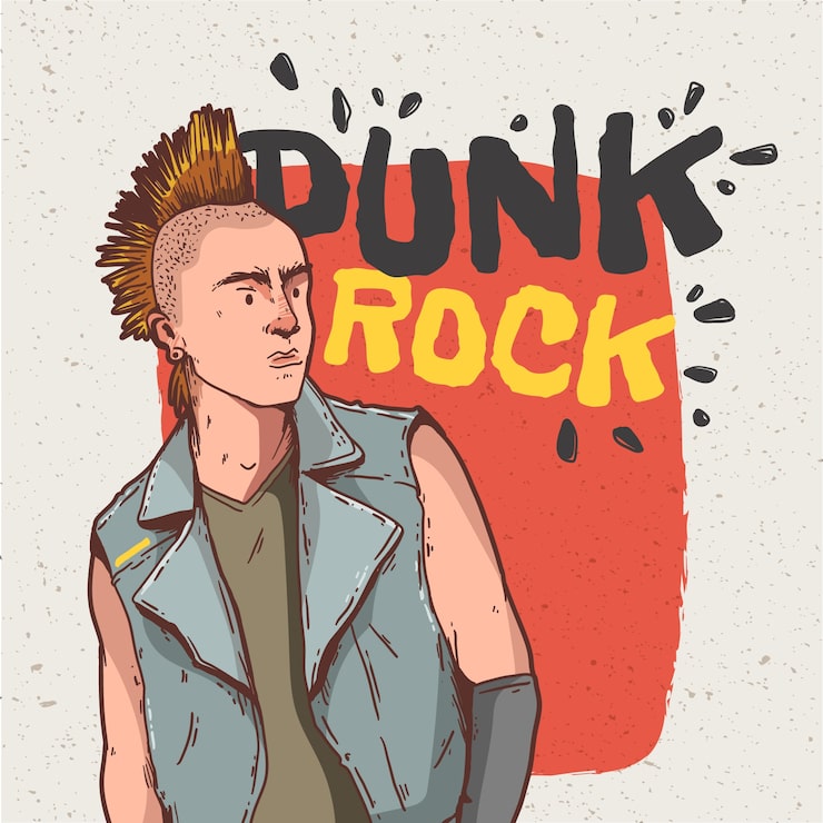 Vetor grátis ilustração de punk rock desenhada à mão