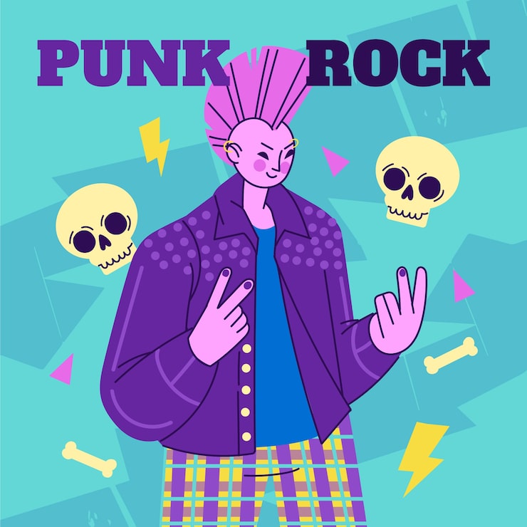 Vetor grátis ilustração de punk rock plana desenhada à mão
