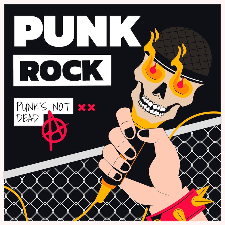 Vetor grátis ilustração de punk rock plana desenhada à mão