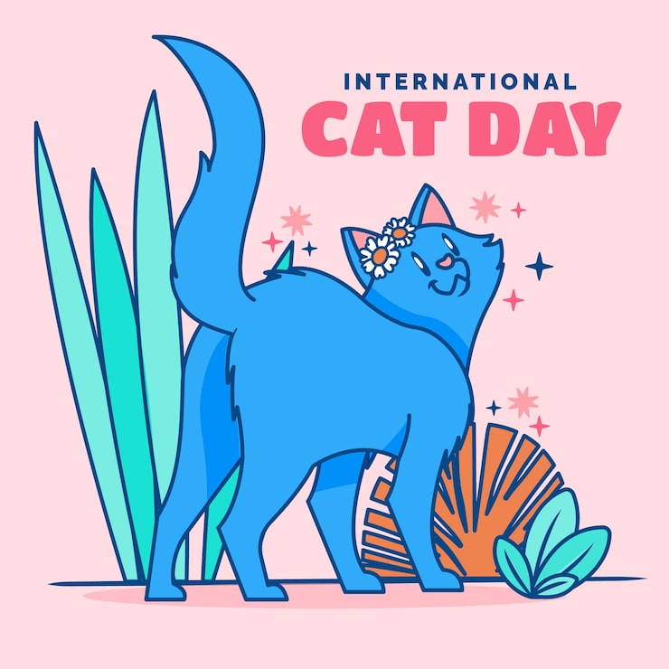 Vetor grátis ilustração plana do dia internacional do gato com gato