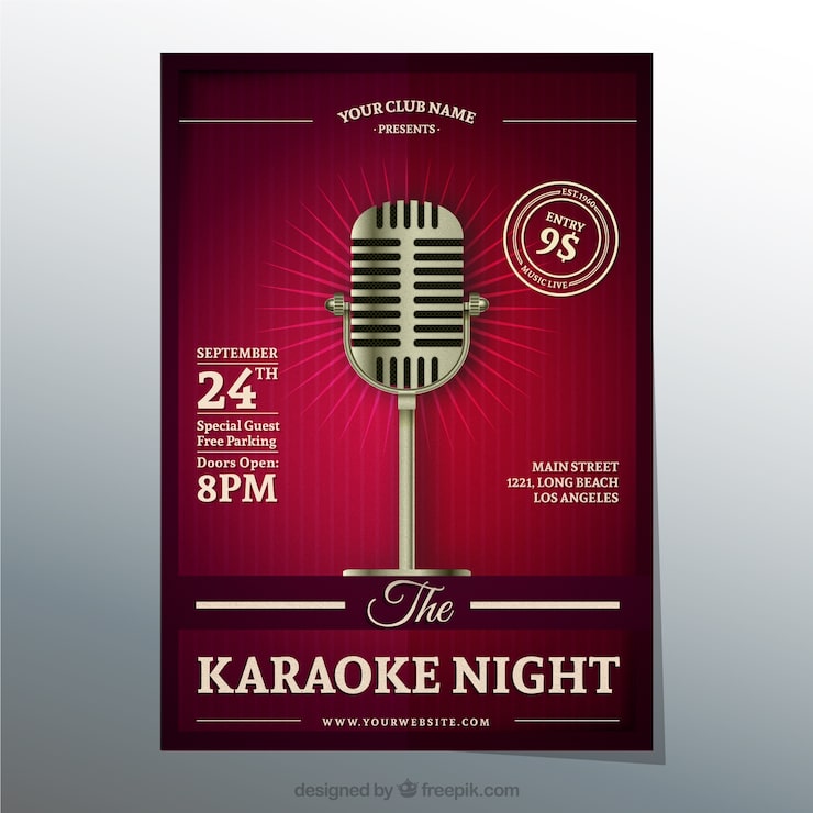 Vetor grátis karaoke noite impressão