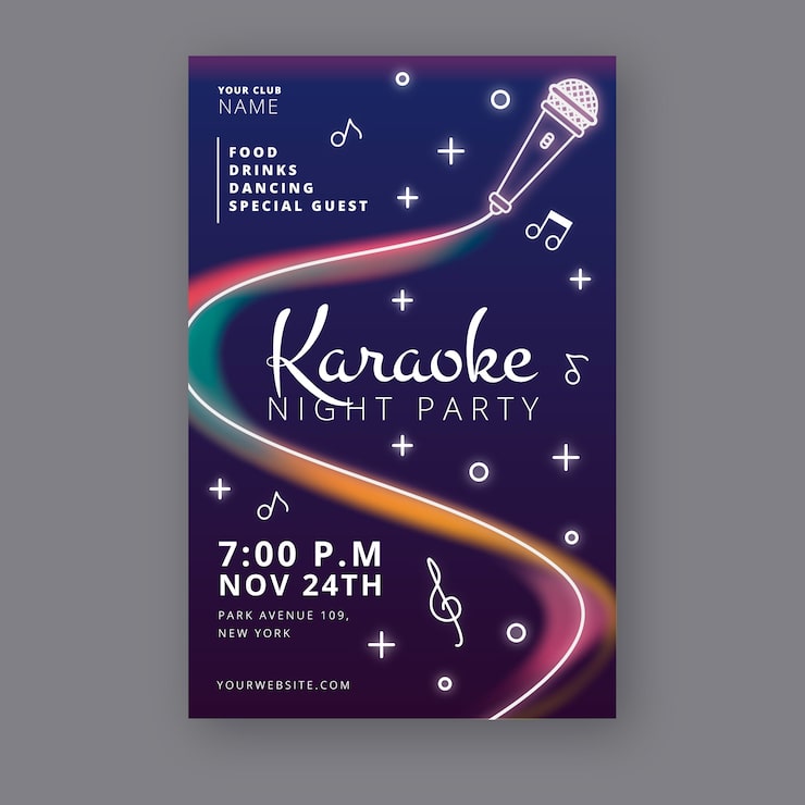 Vetor grátis modelo de cartaz de festa à noite abstrata de karaokê