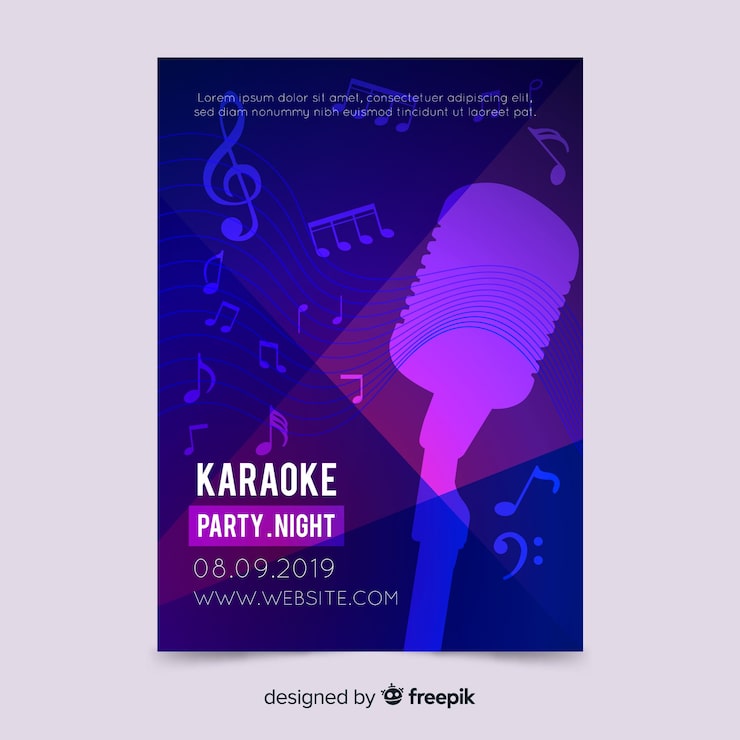Vetor grátis modelo de cartaz de karaoke gradiente abstrata
