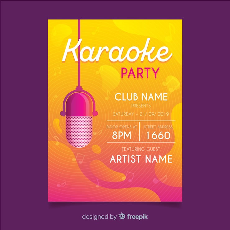 Vetor grátis modelo de cartaz de karaoke gradiente abstrata