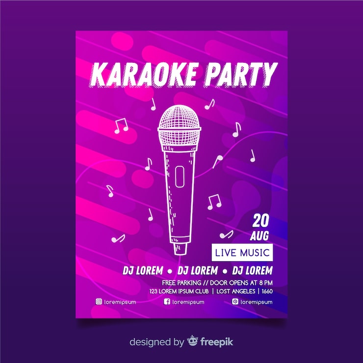Vetor grátis modelo de cartaz de karaoke gradiente abstrata