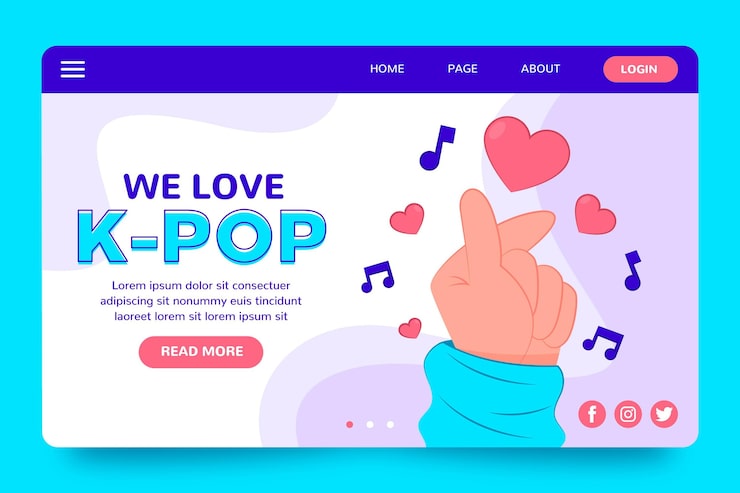 Vetor grátis modelo de página de destino de música k-pop
