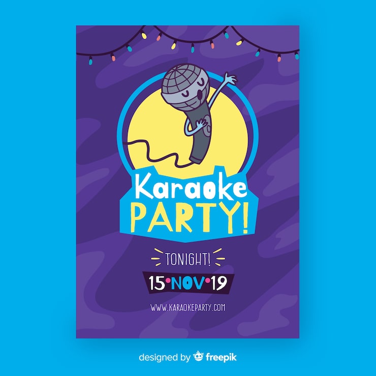 Vetor grátis modelo de pôster de karaoke desenhada de mão
