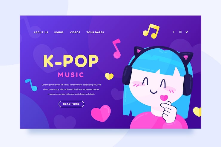 Vetor grátis página inicial de música k-pop