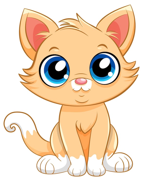 Vetor grátis pequeno personagem de desenho animado de gato bonito
