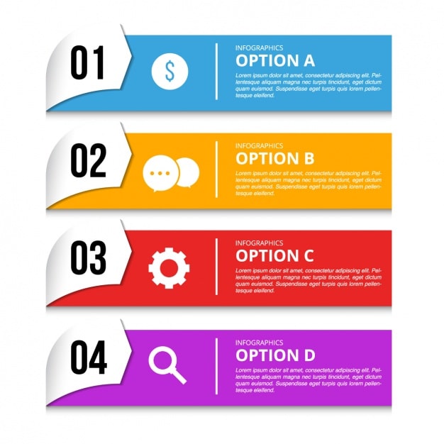 Vetor grátis quatro bandeiras com opções para um infográfico