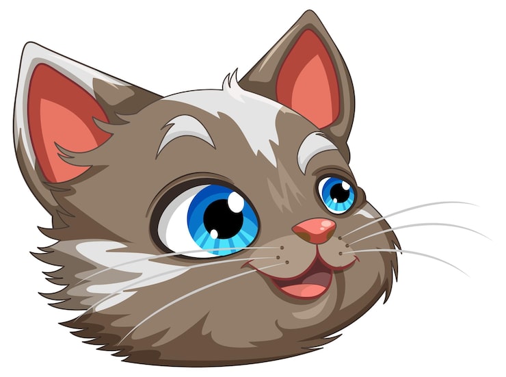 Vetor grátis uma cabeça de gato marrom com impressionantes olhos azuis