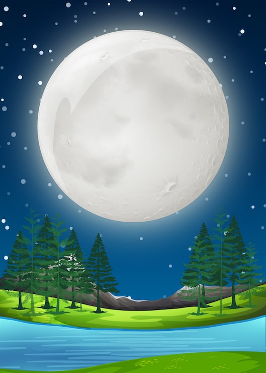 Vetor grátis uma cena noturna supermoon