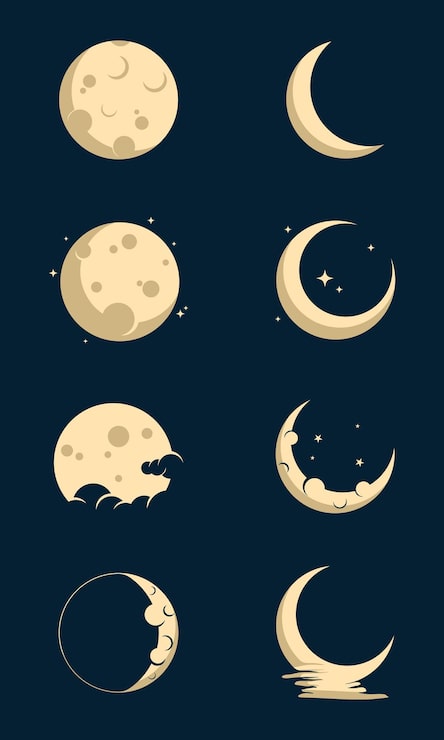 Vetor coleção de diferentes ilustrações da lua